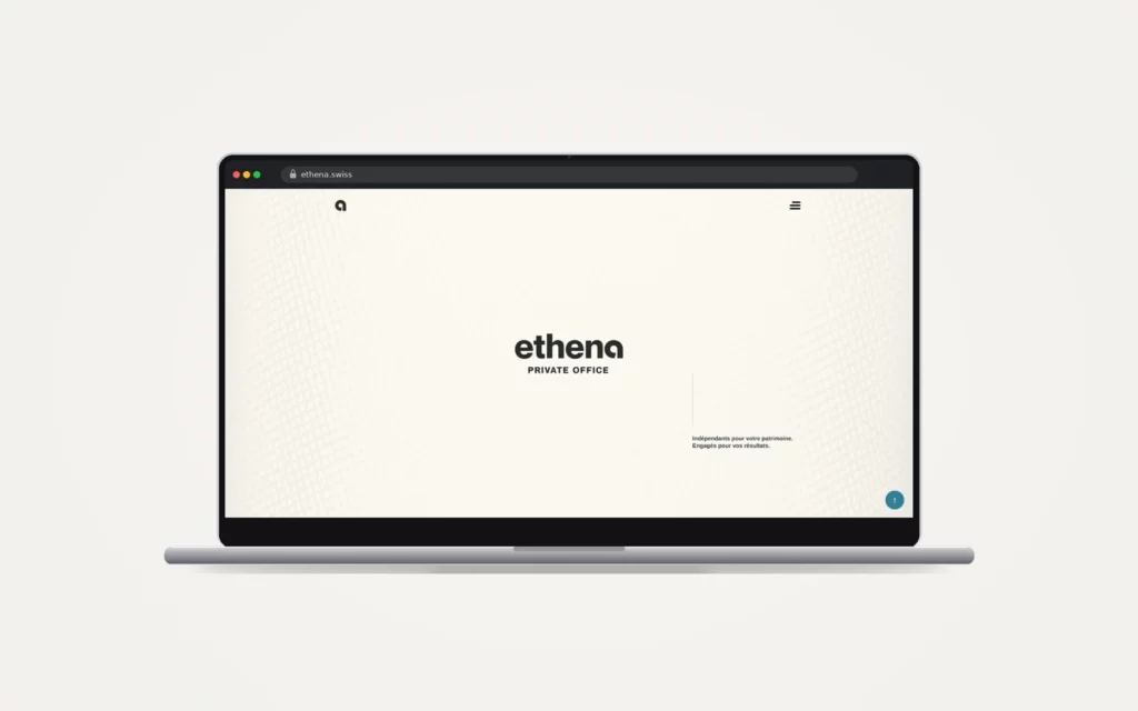 Site web Ethena réalisé par le HUB Gencie, affiché sur un ordinateur portable