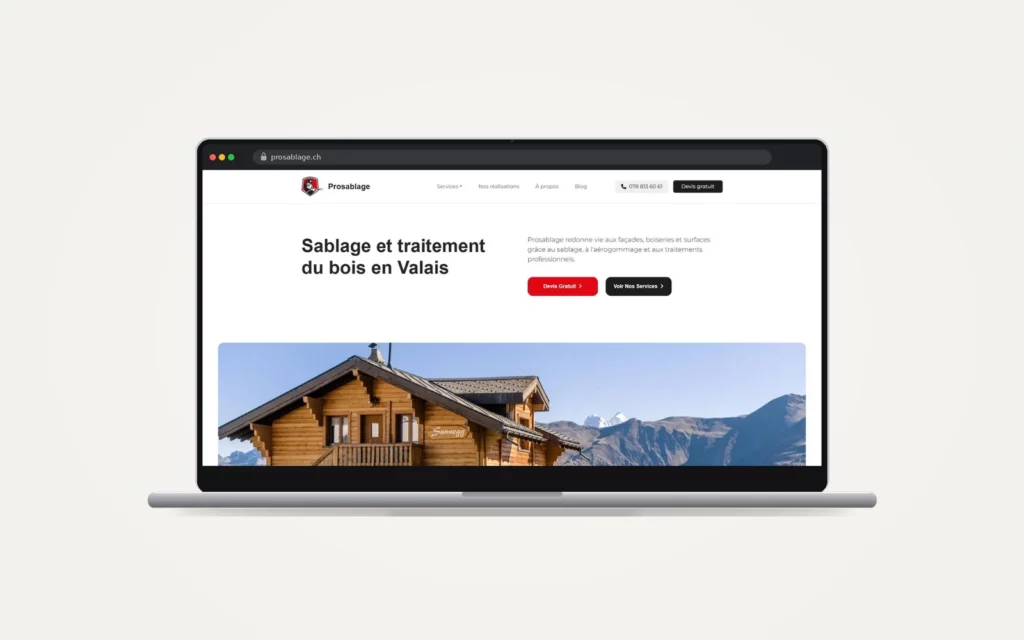 Site web Prosablage réalisé par le HUB Gencie, affiché sur un ordinateur portable