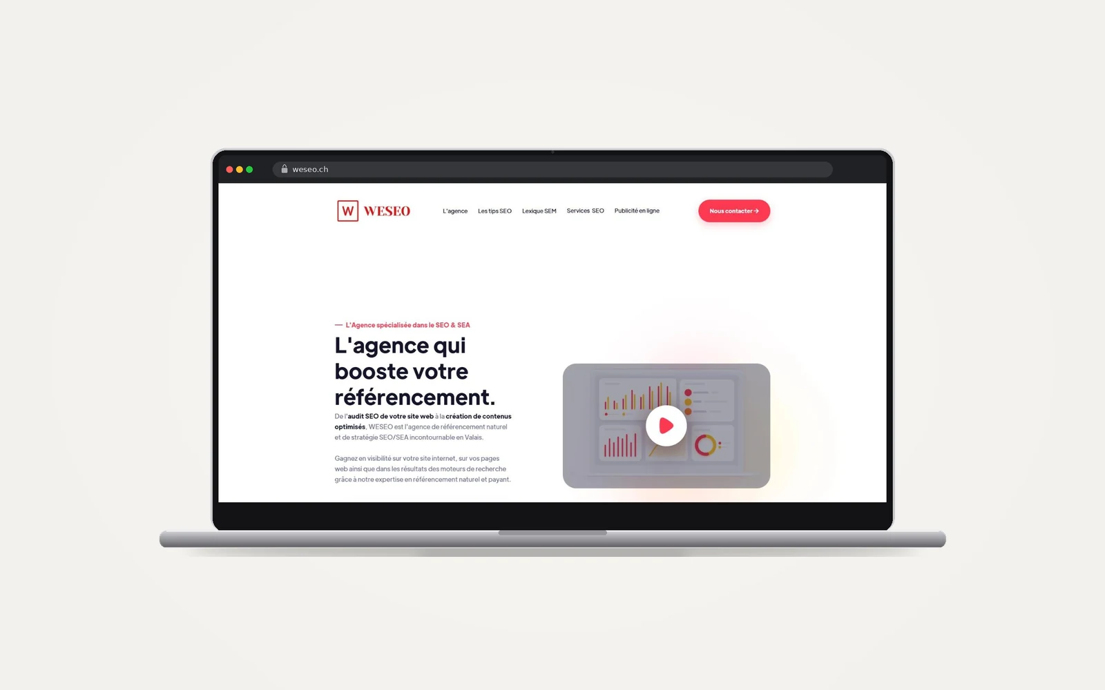 Site web WESEO réalisé par le HUB Gencie, affiché sur un ordinateur portable